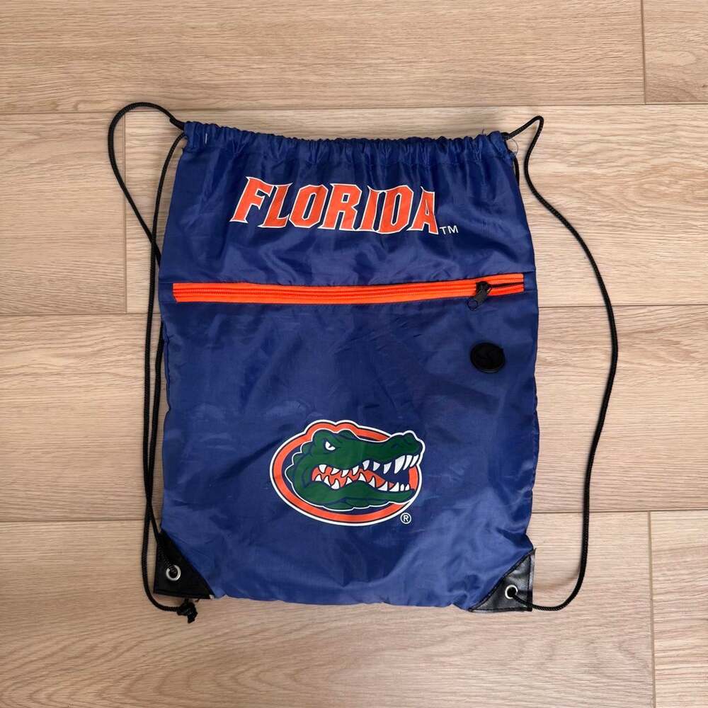 Florida Gators Drawstring Backpack Blue Orange Gym Bag Zip Pocket